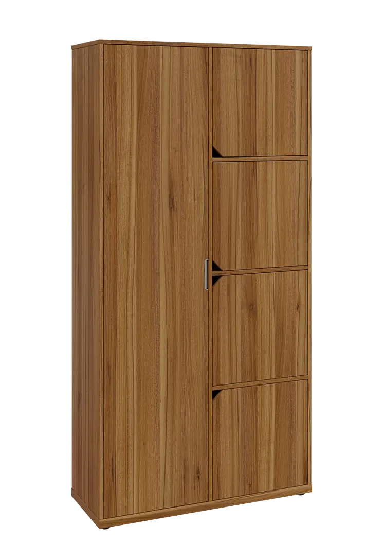 KSR6-82 L skříň šatní, 1x výsuvné ramínko, 4x dvířka, 2053x1022x400 mm, provedení levé, ořech světlý